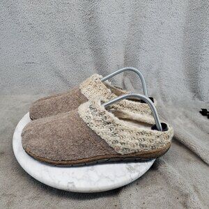 Earth Origins Shoes Womens Size 9.5 Elana Tan Textile Faux Fur Slippers *Read*